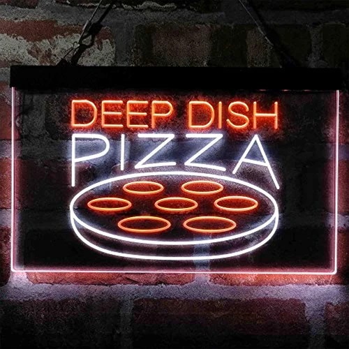 Deep Dish Pizza Dual LED Neon Light Sign